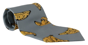 Dolce & Gabbana Men's Blue Yellow Banana Print Necktie Accessory 100%Silk Tie