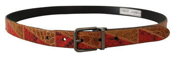 Dolce & Gabbana Men's Multicolor Exotic Vintage Chrome Buckle Belt