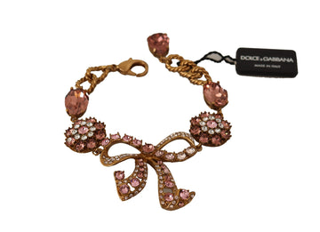 Dolce & Gabbana Women's Gold Brass Chain Baroque Crystal Embellished Bracelet