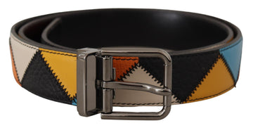 Dolce & Gabbana Men's Multicolor Leather Silver Logo Buckle Belt