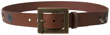 Dolce & Gabbana Men's Brown Leather #DGFAMLY Square Buckle Belt