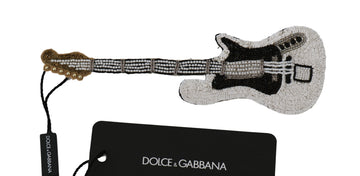 Dolce & Gabbana Women's Gold Brass Beaded Guitar Pin Accessory Brooch