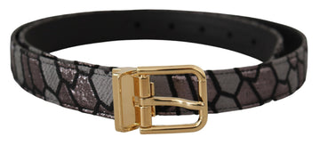 Dolce & Gabbana Men's Multicolor Patchwork Leather Gold Jaquard Belt