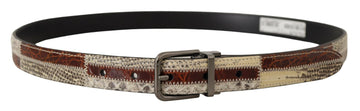 Dolce & Gabbana Men's Multicolor Exotic Leather Patchwork Metal Belt