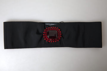 Dolce & Gabbana Women's Black Crystal Brass Wide Waist Runway Belt