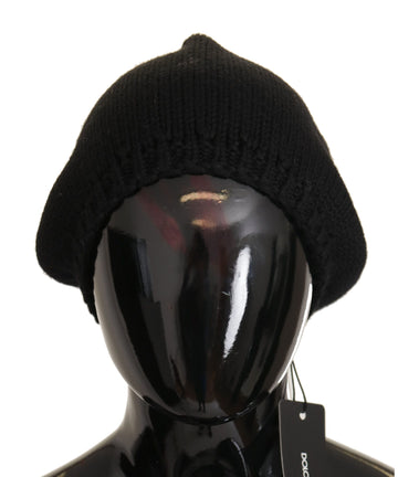 Dolce & Gabbana Women's Black Virgin Wool Knitted Winter Beanie Hat