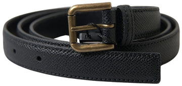 Dolce & Gabbana Men's Black Leather Gold Metal Buckle Belt