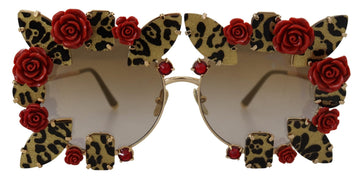 Dolce & Gabbana Women's Gold Metal Frame Roses Embellished DG2207B Sunglasses
