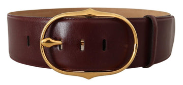 Dolce & Gabbana Women's Dark Brown Leather Gold Metal Buckle Belt