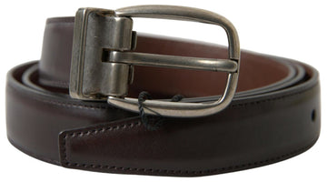 Dolce & Gabbana Men's Brown Leather Metal Buckle Cintura Belt