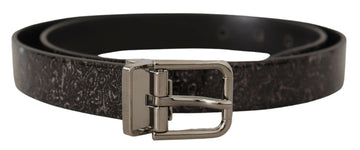 Dolce & Gabbana Men's Black Goccia Glitter Patent Leather Buckle Vernice Belt