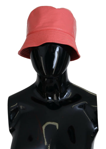 Dolce & Gabbana Women's Peach Quilted Faux Leather Bucket Cap Hat