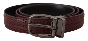 Dolce & Gabbana Men's Brown Perforated Leather Metal Buckle Belt