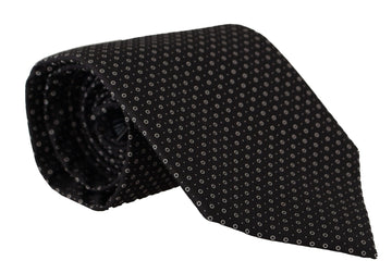 Dolce & Gabbana Men's White Black Polka Dots Necktie Accessory 100% Silk Tie