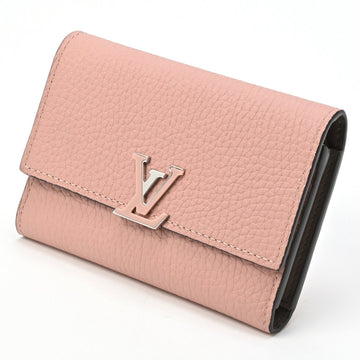 LOUIS VUITTON Women's Compact Leather Flap Wallet with Multiple Compartments in Pink