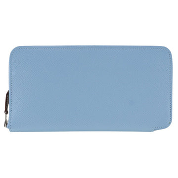 Hermes Women's Exquisite Blue Leather Long Wallet with Box and Certificate in Blue