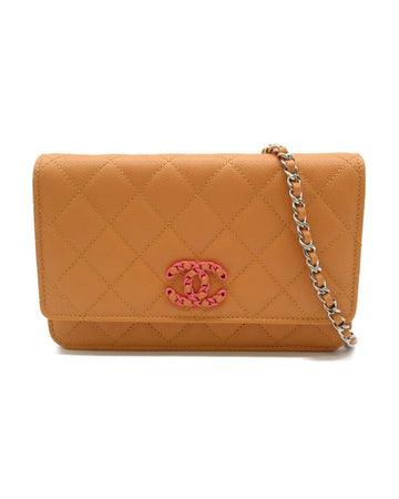 CHANEL Women's Quilted Wallet on Chain Bag in Orange