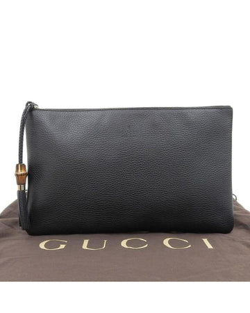 GUCCI Women's Bamboo Leather Clutch Bag in Excellent Condition in Black