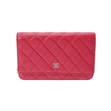 CHANEL Women's Red Leather Shoulder Bag with Matelasse Design in Red