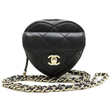 CHANEL Women's Black Leather Zippered Clutch with Outside Pocket in Black