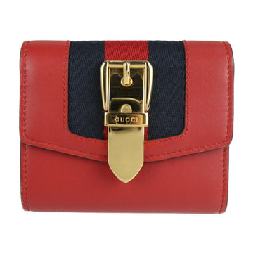 GUCCI Women's Leather Sylvie Wallet in Red