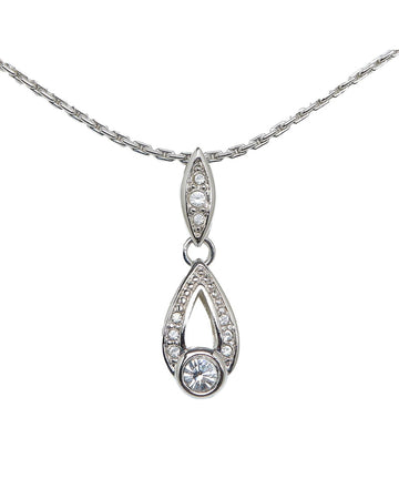 CHRISTIAN DIOR Women's Silver Rhinestone Pendant Necklace in Silver
