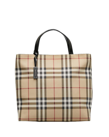BURBERRY Women's Check Canvas Handbag in Brown in Brown