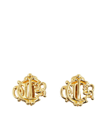 CHRISTIAN DIOR Women's Gold Logo Clip-On Earrings in Gold