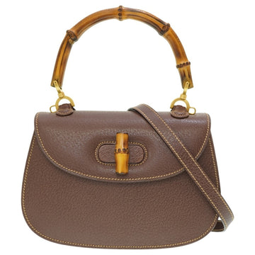 GUCCI Women's Bamboo Leather Shoulder Bag in Brown