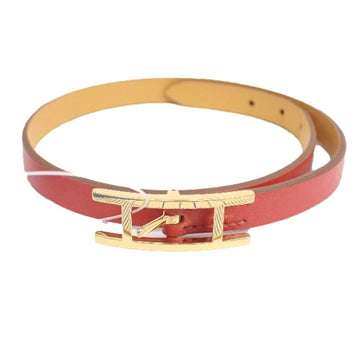 Hermes Women's Red Leather Charm Bracelet in Red