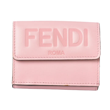 FENDI Women's Stylish Pink Leather Tri-Fold Wallet in Pink