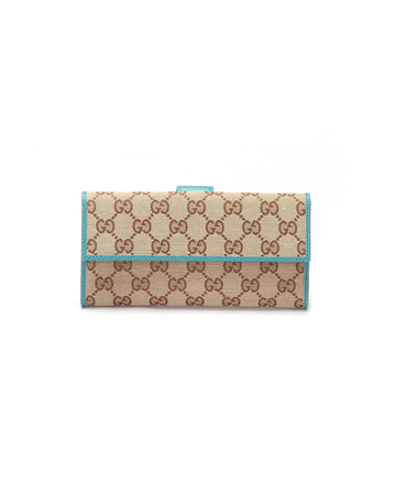 GUCCI Women's Canvas Continental Wallet in Brown - Excellent Condition in Brown