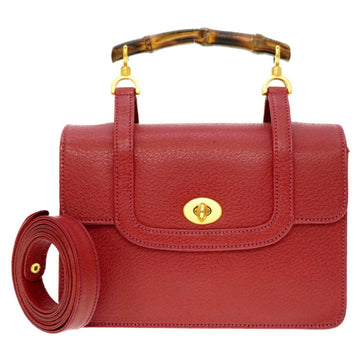 GUCCI Women's Sophisticated Red Leather Handbag with Gold Hardware in Red