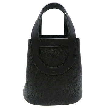 Hermes Women's Sophisticated Leather Handbag with Silver Hardware in Black