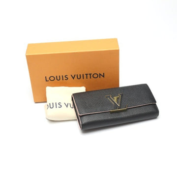 LOUIS VUITTON Women's Elegant Leather Wallet with Signature Cover in Black