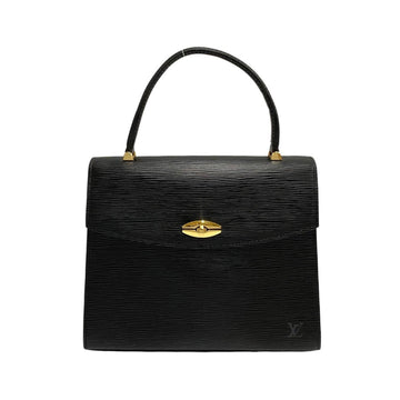 LOUIS VUITTON Women's Elegant Black Leather Shoulder Bag in Black