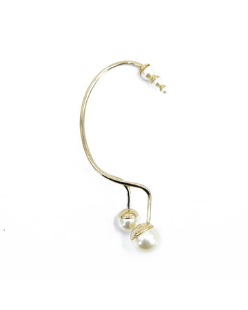 CHRISTIAN DIOR Women's Gold Faux Pearl Ear Cuff Jewelry in Gold