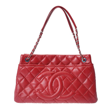 CHANEL Women's Red Leather Tote Bag in Red