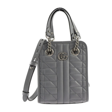 GUCCI Unisex Grey Leather GG Marmont Bag in Grey