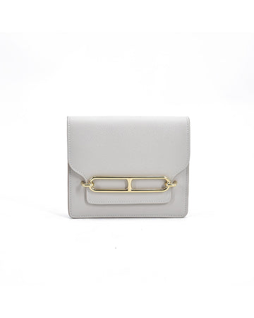 Hermes Women's Flap Closure Mini Leather Wallet in White