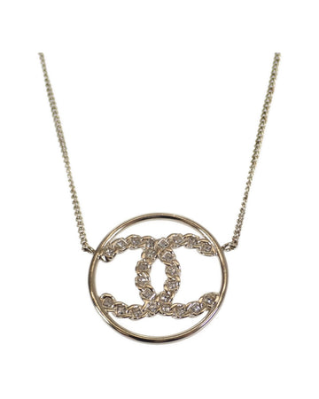 CHANEL Women's Rhinestone Circle Pendant Necklace - A Gold Jewelry in Gold