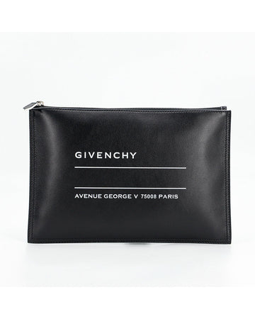 GIVENCHY Women's Black Leather Clutch Bag in Excellent Condition in Black