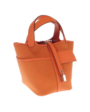 Hermes Women's Orange Toile Lock Bag in Orange