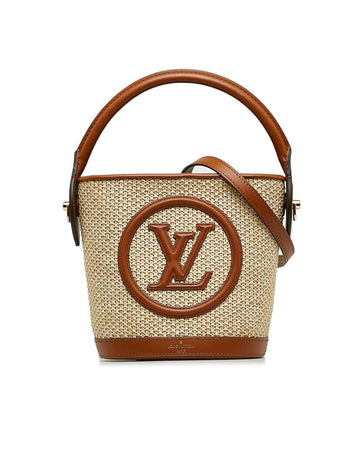LOUIS VUITTON Women's Raffia Bucket Bag in Brown Excellent Condition in Brown