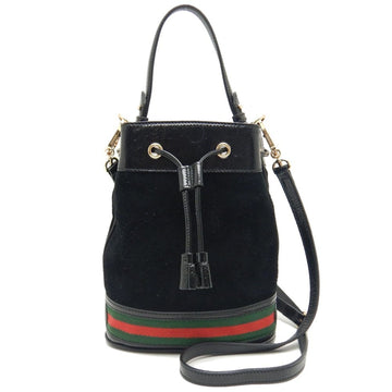 GUCCI Women's Timeless Suede Shoulder Bag with Patent Leather Accents in Black