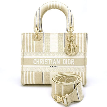CHRISTIAN DIOR Women's Canvas Lady Handbag - Beige - Excellent Condition in Beige