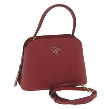 PRADA Women's Luxurious Red Leather Hand Bag with Textured Finish by in Red