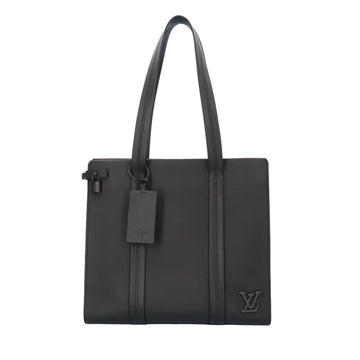 LOUIS VUITTON Men's Structured Leather Handbag with Timeless Design in Black