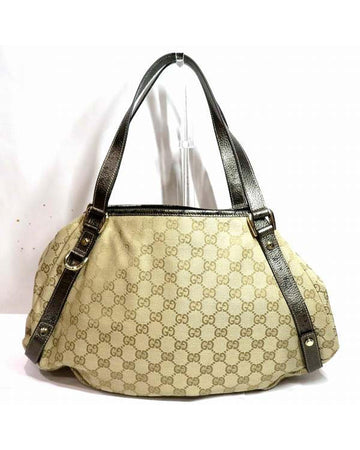 GUCCI Women's Canvas Shoulder Bag with GG Print Design in Brown