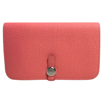 Hermes Women's Luxurious Togo Leather Coin Purse with Belt Closure in Charming Pink Hue in Pink